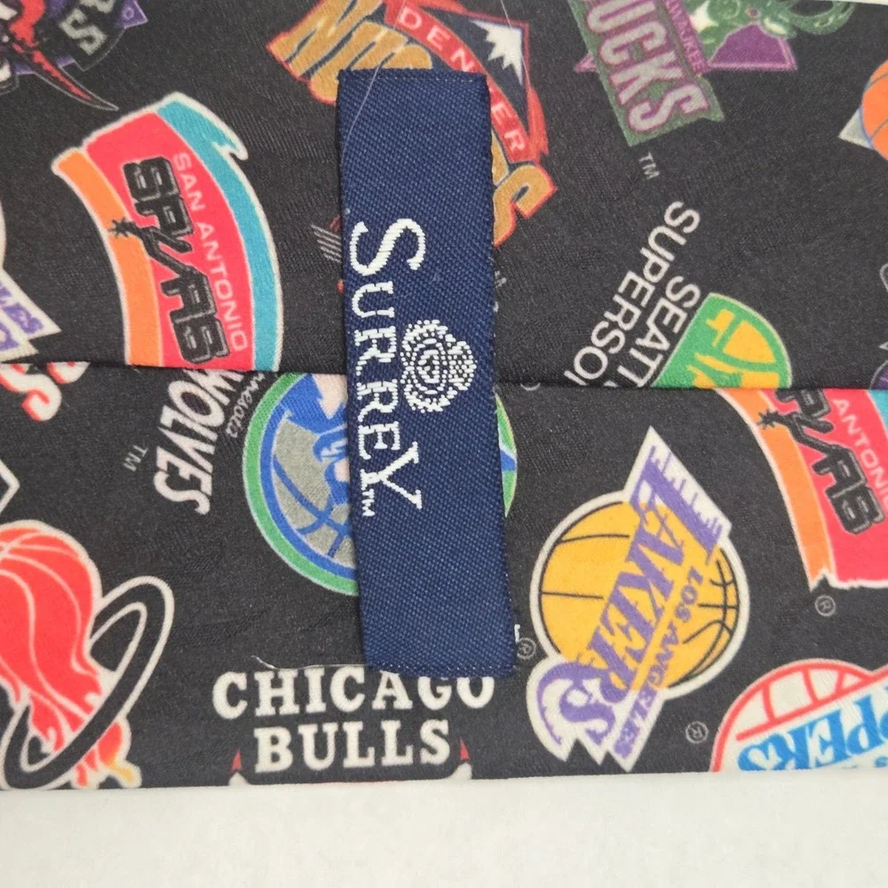 Vintage 1994 Surrey NBA Logos Tie Mens Black Basketball Teams Wallywear USA